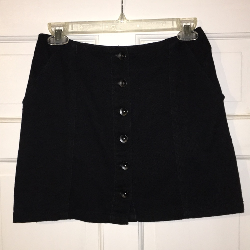 Black denim skirt